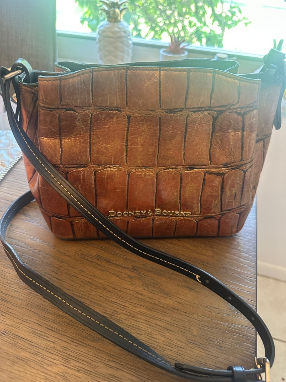 Dooney & Bourke Mini Barlow Copper Croc-Embossed Leather Crossbody